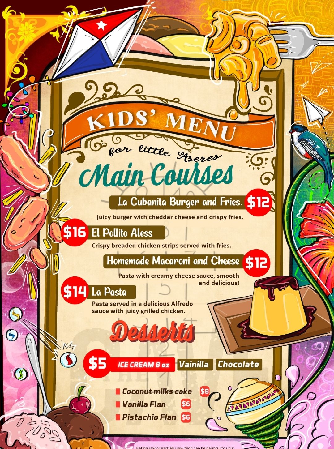 Menú kids Eng